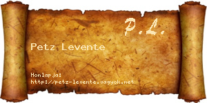 Petz Levente névjegykártya